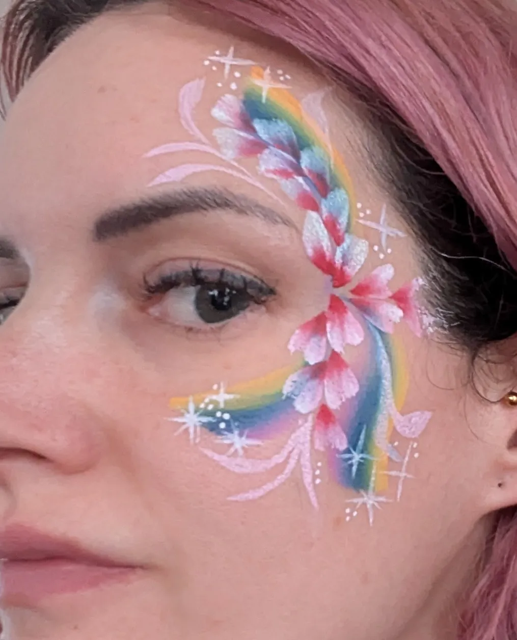 Maquillage artistique inspir&eacute; des fleurs de cerisier autour de l&rsquo;&oelig;il